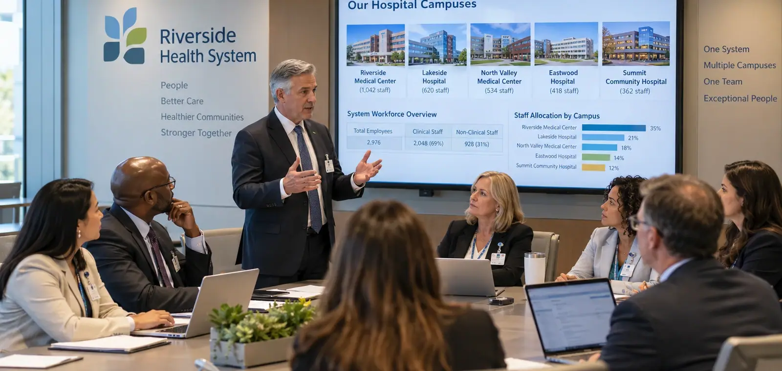 Illustrative photograph: Enterprise HR Management for Hospitals & Multi-Campus Health Systems